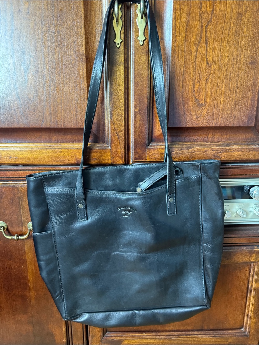 Ellington Black Leather Tote Shoulder Bag